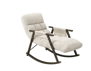 English Elm 42"l Folding Rocking Chair Iron Frame Cushioned High Back Adjustable Footrest Lounge White W1669P163320