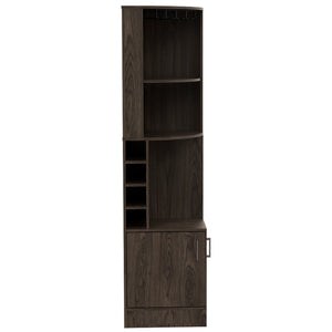 English Elm Seattle Tall Bar Cabinet with Eight Bottle Cubbies Open Shelving and Enclosed Storage B128P322509