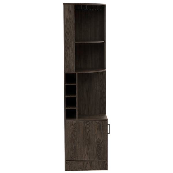 English Elm Seattle Tall Bar Cabinet with Eight Bottle Cubbies Open Shelving and Enclosed Storage B128P322509