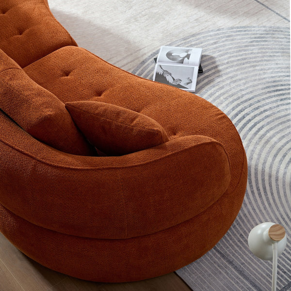 English Elm Wks7c Curved Modular Sofa Solid Wood Frame Fabric Upholstery Seats 4 Living Room Orange W2085S00060
