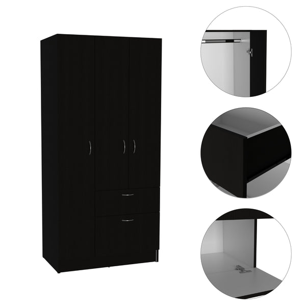 English Elm Ramblas Wardrobe Armoire with Hanging Rod Hidden Shoe Drawer and Flexible Shelving B128S00222
