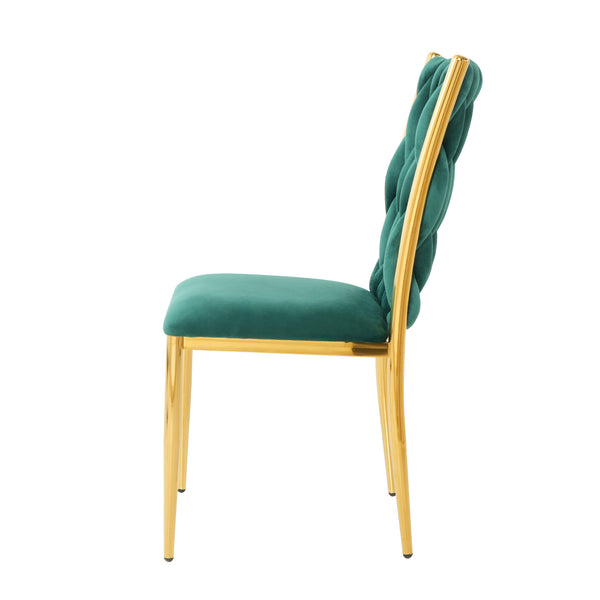 English Elm Modern Velvet Dining Chairs Set of 4 with Gold Legs Curved Back Kitchen Bedroom W210P271009
