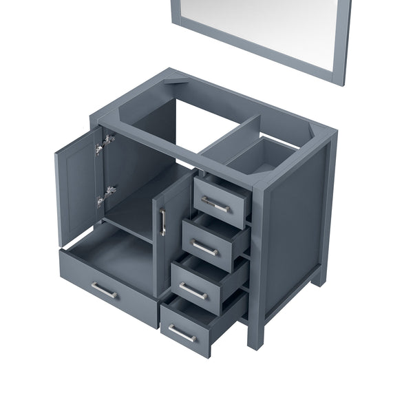 English Elm Dark Grey 36in Bath Vanity w/ Left Offset Sink, 5 Drawers + Cabinet, Mirror Included (34x32) B2731S00508