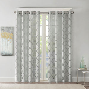 English Elm Fretwork Burnout Sheer Curtain Panel – Elegant Lightweight Design For Modern Home Décor, 50X84" B03598129