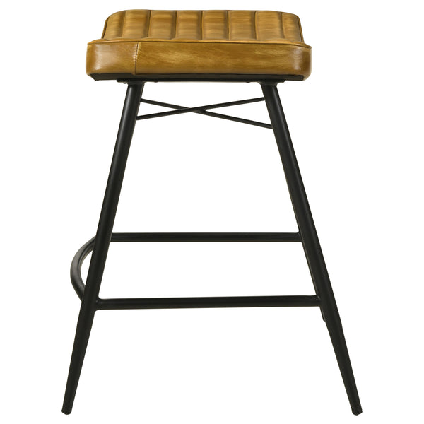English Elm Ridgeway Channel Tufted Leather Backless Counter Stools Set of 2 for Kitchen Island Camel B062P440314