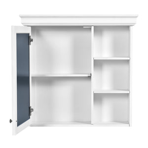English Elm 30'' Wall-Mounted Medicine Cabinet with Mirror and Adjustable Shelves, Modern MDF Storage Organizer White N710P209425K
