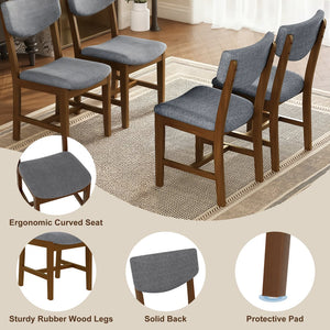 English Elm Rustic Farmhouse Five Piece Dining Set Rubberwood Legs Upholstered Chairs for Kitchen Walnut N752S000089D