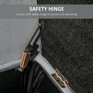 English Elm HOMCOM Button-Tufted Storage Ottoman Bench with Rolled Arms, Velvet-Feel Grey Upholstered Seat, 286 lb Capacity W2225P173825