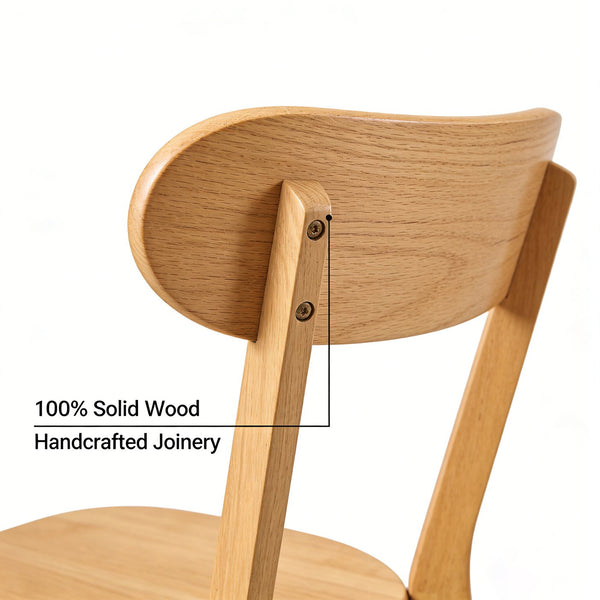 English Elm Solid Natural Wood Mid-century Dining Chairs Curved Back Upholstered Seat Set of 2 W3204P429362