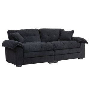 English Elm 84" Chenille Sofa Loveseat with Memory Foam & Pocket Springs, Plush Dual-Layer Comfort, Sturdy Frame Black W676S00009