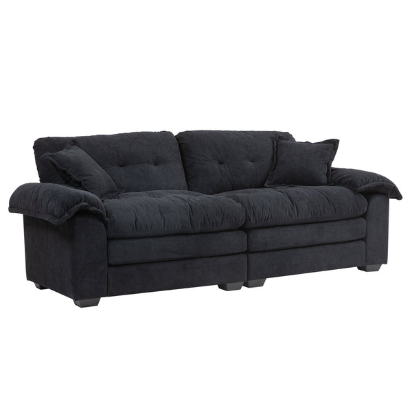 English Elm 84" Chenille Sofa Loveseat with Memory Foam & Pocket Springs, Plush Dual-Layer Comfort, Sturdy Frame Black W676S00009