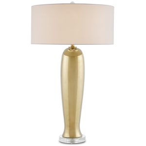Parable Gold Table Lamp – Elegant Contemporary Design with Crystal Base & Handcrafted Ceramic Finish