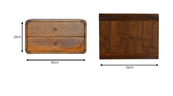 English Elm Floating Curved Chestnut Bedside Table – Modern, Wall-Mounted Design For Stylish, Space-Saving Elegance B182P166500