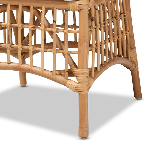 English Elm Modern Rattan Barstool with Woven Texture Curved Arms and Footrest for Kitchen Island B2750P467629