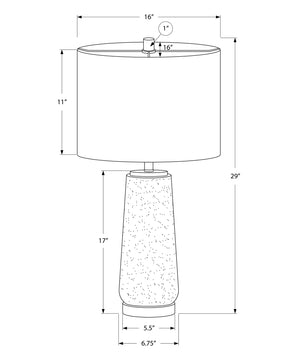 English Elm Lighting, Textured Ceramic 25" Table Lamp with Linen Drum Shade, Polished Silver Accents & 3-Way Switch Grey 17 L x 17 W x 22 H B2710P220128