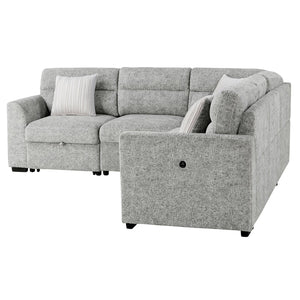 English Elm Emiliano Sleeper Sectional with Nickel Frame Usb Port and Toss Pillows Included B201S00479