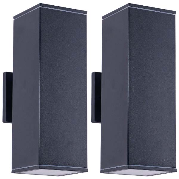 English Elm 12in Matte Black Aluminum Outdoor Wall Sconces up Down Lighting for Porch Patio Set of 4 W2312P416012