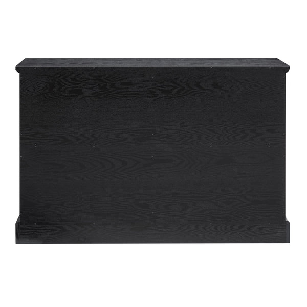 English Elm Modern 6-Drawer Chest of Drawers for Bedroom — Spacious Wooden Dresser with Smooth Glide Drawers, Elegant Patterned Top Black W2275P224406