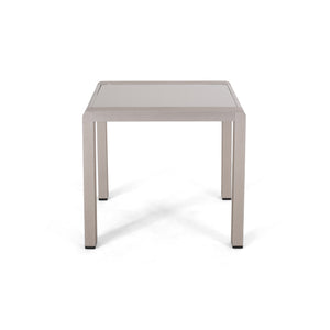 English Elm Cape Coral Frosted Tempered Glass Outdoor Side Table with Rust Resistant Aluminum Frame 65810.00