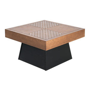 English Elm Round Marble Pattern Coffee Table with Cross Wood Base for Modern Living Rooms N770P365831B