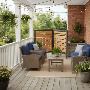 English Elm 2-panel Outdoor Wood Privacy Screen Slatted Fence for Ac Units and Patio Areas W2640P290610