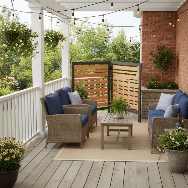 English Elm 2-panel Outdoor Wood Privacy Screen Slatted Fence for Ac Units and Patio Areas W2640P290610