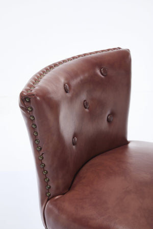 English Elm Bar Stools Set Of 2 - Stylish Brown Leather & Wood Design, 26" Height, Perfect For Dining & Bars W2195P290197