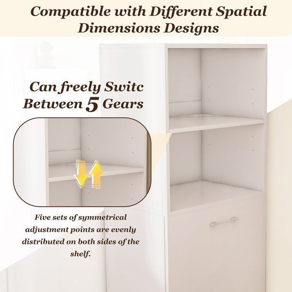 English Elm Stretchable expandable office desk with magnetic fold, lockable casters, adjustable shelves for storage and space-saving White W509P355680