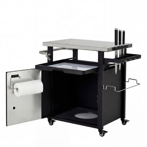 English Elm K&k Outdoor Rolling Grill Cart Stainless Steel Top Bbq Prep Station with Cover N707P379796B