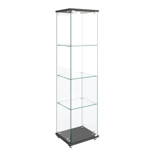 English Elm Modern Glass Display Cabinet With Rgb Led Lights, Quick Assembly, 1-Door 4-Shelf Design For Any Space W241P242901