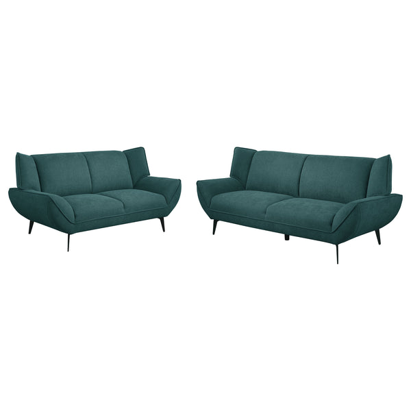 English Elm Logan Teal Blue 2-Piece Sofa Set - Modern Comfort With Metal Legs For Stylish Living Room Elegance B062S01268
