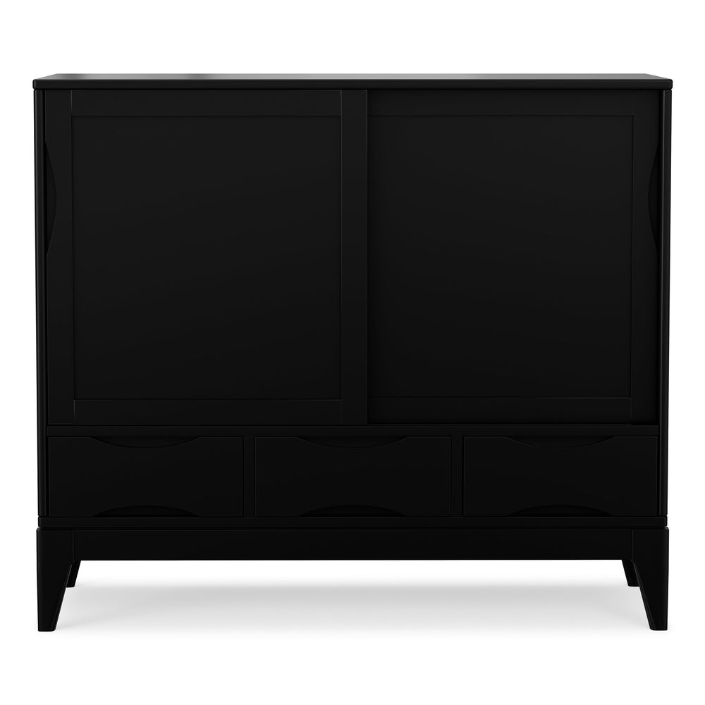 English Elm Harper Mid-century Rubberwood Cabinet with Tapered Legs and Enclosed Shelf Storage B136P436062