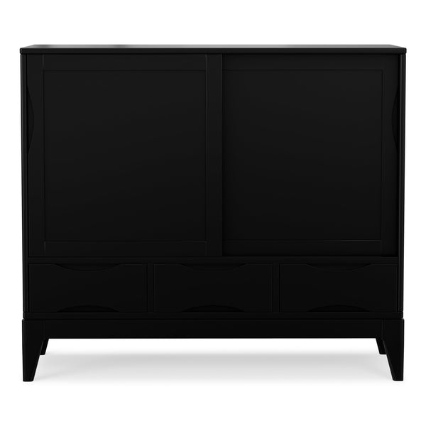 English Elm Harper Mid-century Rubberwood Cabinet with Tapered Legs and Enclosed Shelf Storage B136P436062