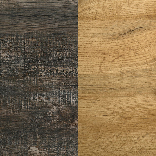 English Elm Fraser Rustic Two-Tone Pine 6-Drawer Dresser Cabinet with Weathered Brown Top, Splayed Legs, 60" B062P378459