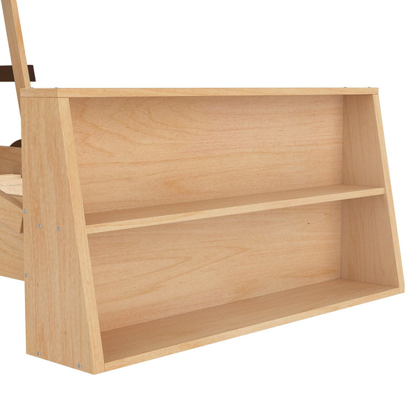 English Elm Twin Pine Treehouse Floor Bed with Padded Rails and Cabin Roofline for Kids W1580S00472