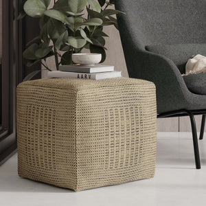 English Elm Delilah Natural Square Woven Jute Pouf – 18" Cube, Durable Polystyrene Fill, Multi-Use Footstool & Accent Seat B136P252626