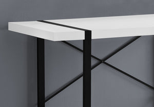 English Elm Computer Desk For Home Office - Modern White Laminate With Black Metal Accents, 49" Workstation B2710P219689