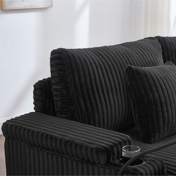 English Elm Swivel Barrel Accent Chair Chenille Tufted Round Club Seat for Living Room Lounge Black N719S002270B