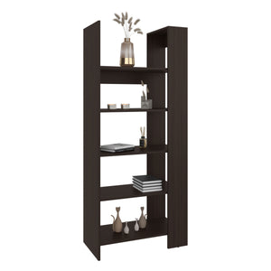 English Elm Woodstock Tall Bookcase with 4 Open Shelves, Two-Tone Walnut & Ash, Slim Modern Storage Unit B200P362029