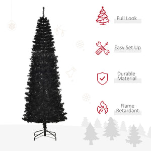 English Elm Homcom 7Ft Slim Pencil Christmas Tree - Unlit Douglas Fir With 818 Tips For Modern Holiday Décor W2225P229377