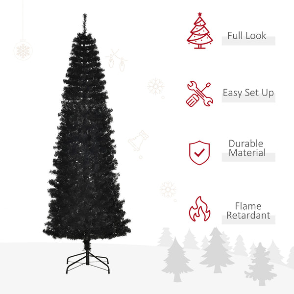 English Elm Homcom 7Ft Slim Pencil Christmas Tree - Unlit Douglas Fir With 818 Tips For Modern Holiday Décor W2225P229377