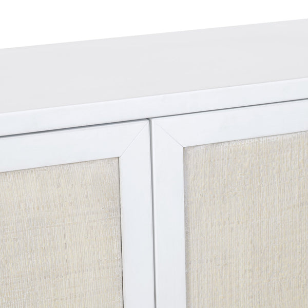 Crestview Collection Coastal  4-door Sideboard With Antique Brass Knobs - Elegant Mindi Wood & Raffia Storage Solution White Solid Wood Cvfdr1153