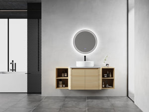 English Elm 54'' Wall-Mounted Bathroom Vanity With Elegant Ceramic Sink, Soft-Close Doors, And Ample Storage W999S00475