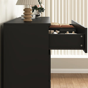English Elm 8 Drawer Tall Chest Slim Particleboard Build Smooth Gliding Storage for Bedroom Closet Black W409S00029