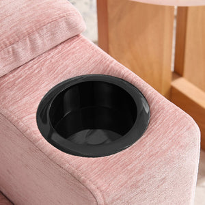 English Elm Single Chenille Manual Recliner with Usb Port Hidden Storage Ottoman and Cup Holders Pink W487P423652