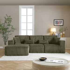 English Elm 109'' Modular Cloud Sectional Corduroy L-shape Deep Seat Sofa for Living Room W1117S00308