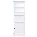 English Elm White Tall Storage Cabinet With 3 Drawers and Adjustable Shelves For Bathroom, Study, Office and Interior, Mdf Board With Painted Finish (Old Sku:Wf298151Aak)