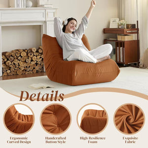 English Elm Luxury Plush Accent Chair with Button-Tufted Corduroy Cover and High-Density Memory Foam Comfort, Anti-Slip Base Orange W3955P388725
