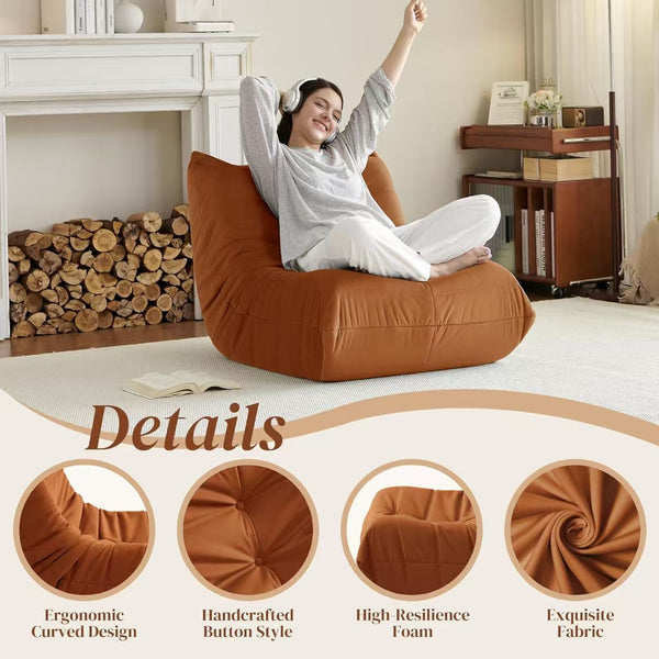 English Elm Luxury Plush Accent Chair with Button-Tufted Corduroy Cover and High-Density Memory Foam Comfort, Anti-Slip Base Orange W3955P388725