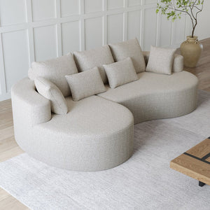 English Elm Modern Chenille Cloud Sectional Sofa Oversized 4 Seat Curved Couch for Living Room W834S00484